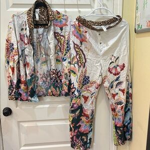 Anthropologie Leopard Print Pajama Top in Tan and Black